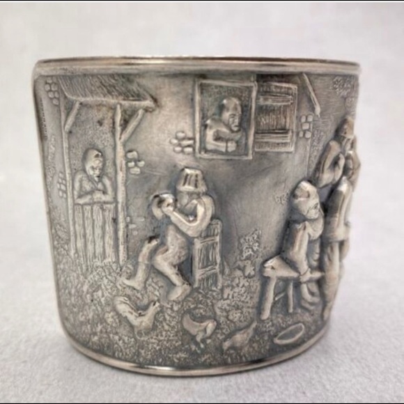 Hans Jensen Denmark Repousee silver plated  cuff - Picture 8 of 11